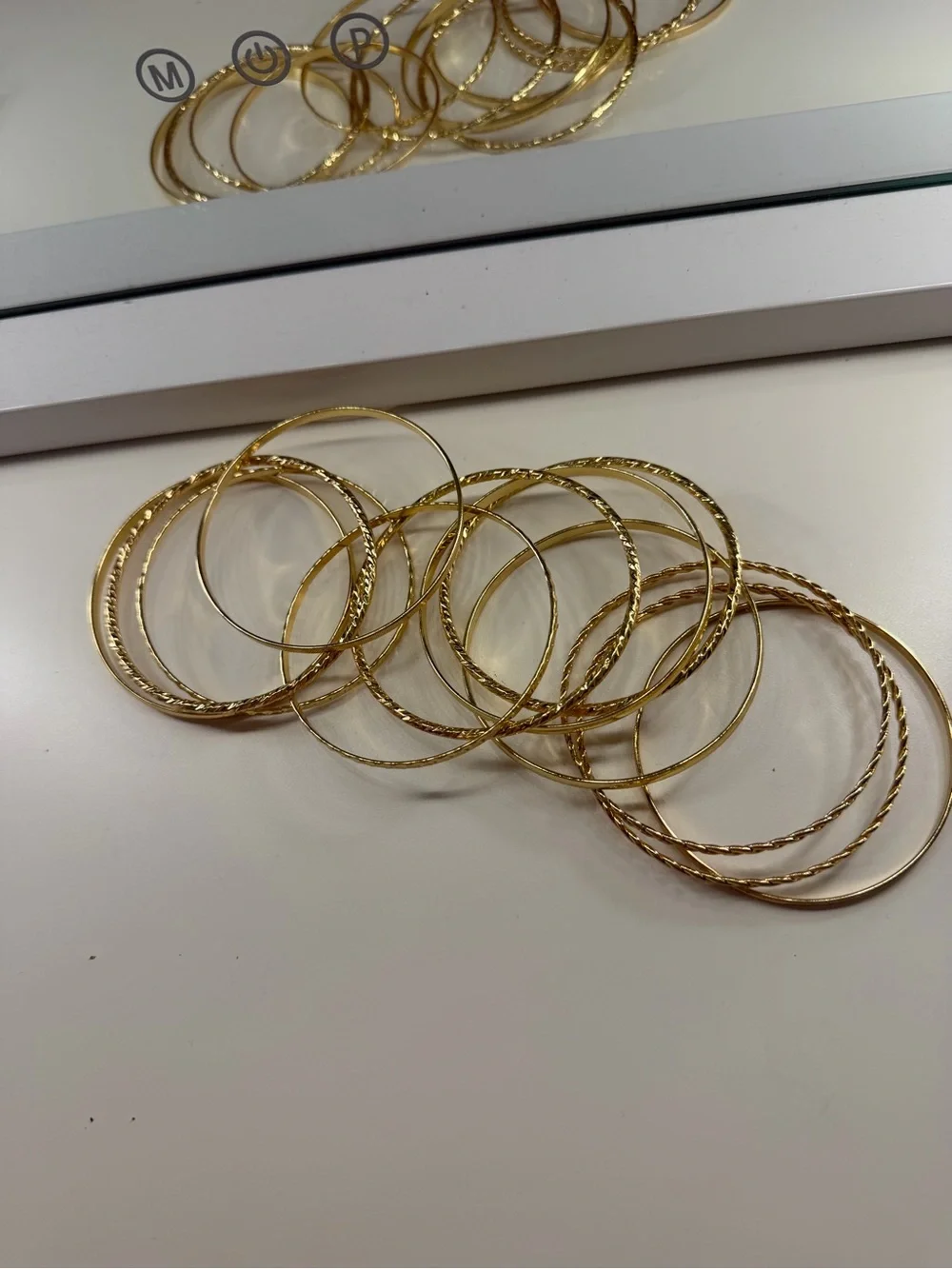 Gold Tone Stacked Bangle Bracelet Set - Women Jewelry